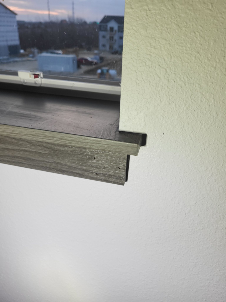 window jamb extension trim detail finished flush near a window opening